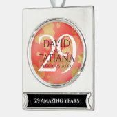 Elegant 29th Garnet Wedding Jubileum Verzilverd Banner Ornament (Links)