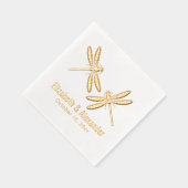 Elegant 2 Dragonflies Trouwpaar Naam Datum Folie Servetten (Rechts)