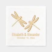Elegant 2 Dragonflies Trouwpaar Naam Datum Folie Servetten (Voorkant)