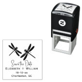 Elegant 2 Dragonflies Wedding Couple Save the Date Zelfinktende Stempel (In situ)