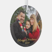 Elegant 2 foto 2-zijdige familie foto gouden scrip glas ornament (Voorkant Rechts)