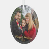 Elegant 2 foto 2-zijdige familie foto gouden scrip glas ornament (Voorkant links)