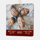 Elegant 2 foto 2-zijdige familiefoto goud Bourgond Keramisch Ornament (Links)
