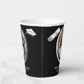 Elegant 2-foto Afstuderen Diploma Pet Zwart Wit Papieren Bekers (Rechts)