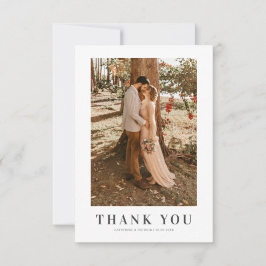 Elegant 2 foto bruiloft bedankkaart (Voorkant)