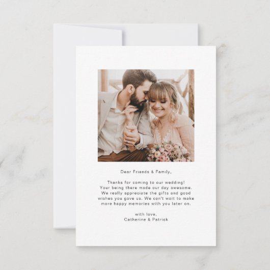 Elegant 2 foto bruiloft bedankkaart (Achterkant)