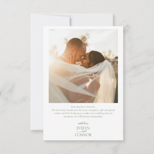 Elegant 2 Foto Dank u Trouwkaart Bedankkaart (Achterkant)