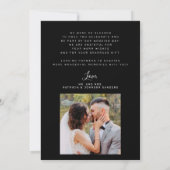 Elegant 2 foto elegant script zwart bruiloft bedankkaart (Achterkant)