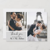 Elegant 2 foto Grijs Bedankt Weddenschap Notitiekaartje (Voorkant)