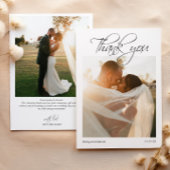 Elegant 2 foto kalligrafie overlay Dank u Bedankkaart