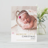 Elegant 2 Foto kerstfeestdag geboorte Aankondiging (Staand voorkant)