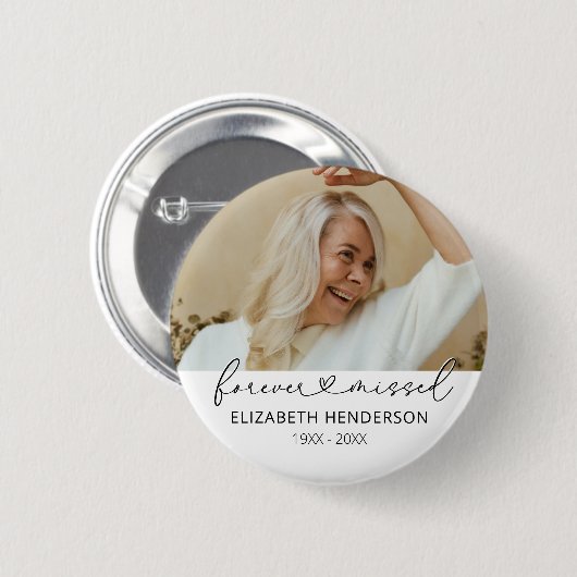 Elegant 2 Foto Memorial Funeral Ronde Button 5,7 Cm (Voorkant /achterkant)