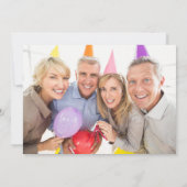 Elegant 2 foto overlay verjaardagsfeestje dank u kaart (Achterkant)