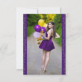 Elegant 2 foto Paarse en gouden blad Bedankkaart (Achterkant)