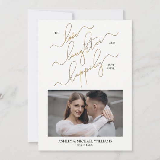 Elegant 2 foto QR code script gelukkig ooit daarna Kaart (Voorkant)