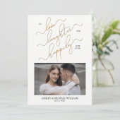 Elegant 2 foto QR code script gelukkig ooit daarna Kaart (Staand voorkant)