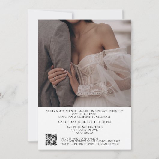 Elegant 2 foto QR code script gelukkig ooit daarna Kaart (Achterkant)