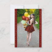 Elegant 2 foto rood en gouden blad bedankkaart (Achterkant)