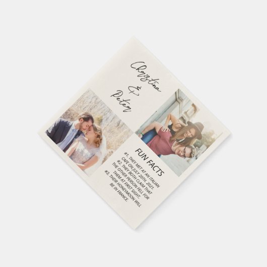 Elegant 2 Foto Simple Couple Facts Weddenschap Servet (Hoek)