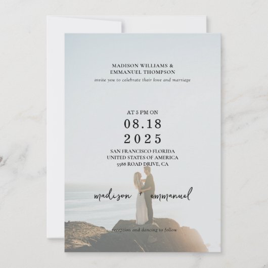 Elegant 2 Foto Vellum Overlay Wedding Kaart (Voorkant)