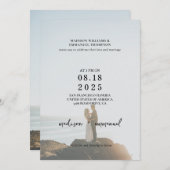 Elegant 2 Foto Vellum Overlay Wedding Kaart (Voorkant / Achterkant)