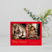 Elegant 2-fotokerstmis folie feestdagen briefkaart (Staand Voorkant)