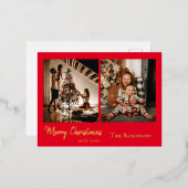 Elegant 2-fotokerstmis folie feestdagen briefkaart (Voorkant / Achterkant)
