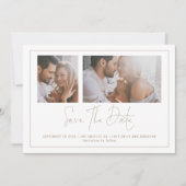 Elegant 2 Foto's Champagne Gold Wedding Save The Date (Voorkant)