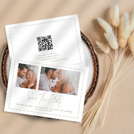 Elegant 2 Foto's Champagne Gold Wedding Save The Date