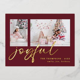 Elegant 2 Fotoscript Joyful Christmas Bourgondië Folie Feestdagen Briefkaart