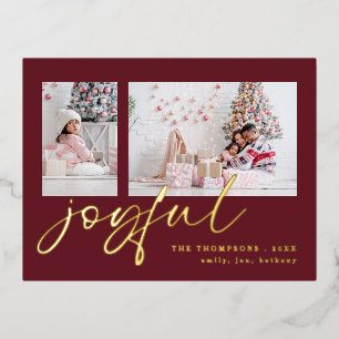 Elegant 2 Fotoscript Joyful Christmas Bourgondië Folie Feestdagen Briefkaart
