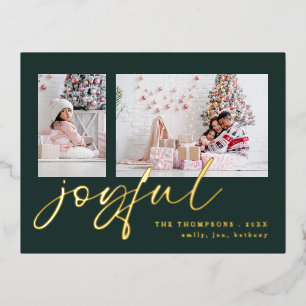 Elegant 2 Fotoscript Joyful Christmas Green Folie Feestdagen Briefkaart