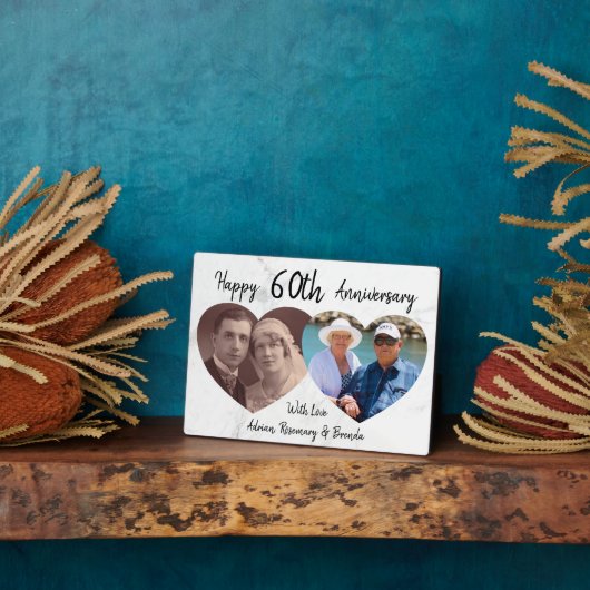 Elegant | 2 Hart Foto | Huwelijksjubileum Fotoplaat (Zijkant)