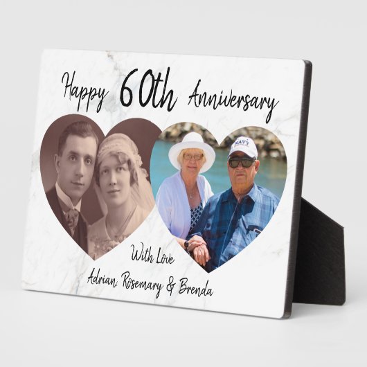 Elegant | 2 Hart Foto | Huwelijksjubileum Fotoplaat (Zijkant)