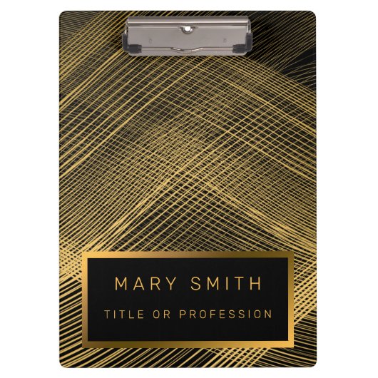 Elegant 2-in1 Luxury Gold Black Visitekaartje en Klembord (Voorkant)