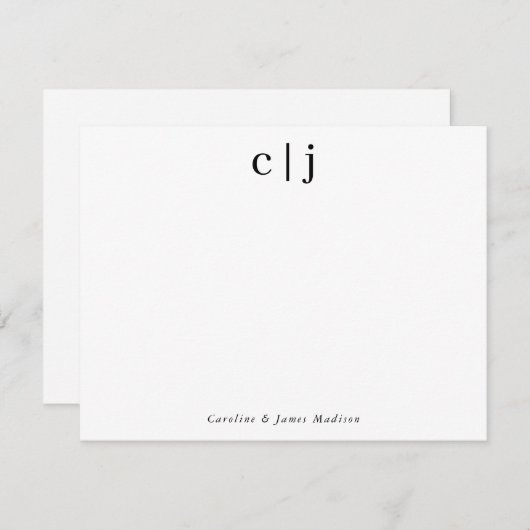 Elegant 2 Initiaal Monogram stuks papier Notitiekaartje (Voorkant / Achterkant)