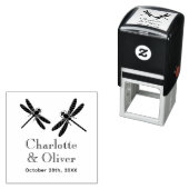 Elegant 2 libellen paar namen datum monogram zelfinktende stempel (In situ)