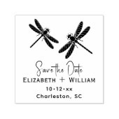 Elegant 2 Libellen Trouwkoppel Save the Date Zelfinktende Stempel (Design)