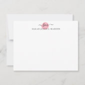 Elegant 2-monogram zwart-wit-schotel Blush roze st Notitiekaartje (Voorkant)