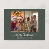 Elegant  2 Photo Christmas Card Feestdagenkaart (Voorkant)