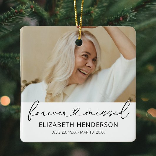 Elegant 2 Photo Memorial Kerstmis Keramisch Ornament