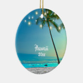 Elegant 2 Sided Photo Hawaii Palm Trees Lichten Keramisch Ornament (Rechts)