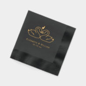 Elegant 2 Swans Outline Wedding Couple Folie Servetten (Links)