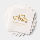 Elegant 2 Swans Silhouette Wedding Couple Folie Servetten (Insitu (Gestapeld))