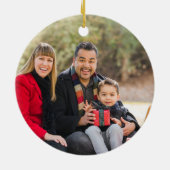 Elegant 2-zaadfotoKerstmis op maat Keramisch Ornament (Achterkant)