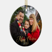 Elegant 2-zaadfotoKerstmis op maat Keramisch Ornament (Rechts)