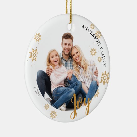 Elegant 2 zijreeks - Kerstfeest met foto's Keramisch Ornament (Rechts)