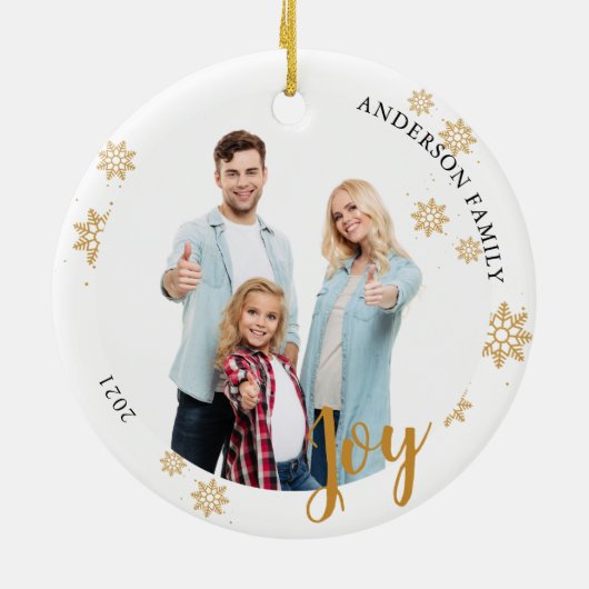Elegant 2 zijreeks - Kerstfeest met foto's Keramisch Ornament (Achterkant)