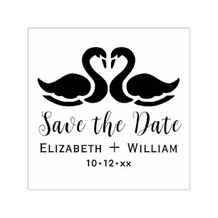 Elegant 2 zwanen silhouet bruiloft Save the Date Zelfinktende Stempel