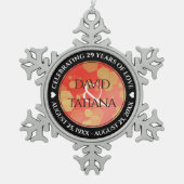 Elegant 2e 29e Garnet Wedding Jubileum Tin Sneeuwvlok Ornament (Voorkant)